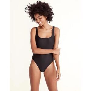 NWT Madewell Second Wave Square-Neck Tank One-Piece Swimsuit size Large Black